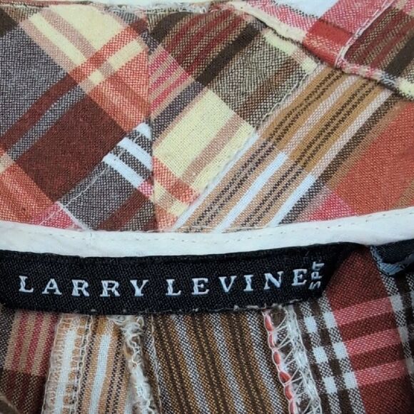 Larry Levine Cotton Brown & Rust Madras Plaid Patchwork Shorts Size 6 Preppy Y2K - Picture 2 of 10